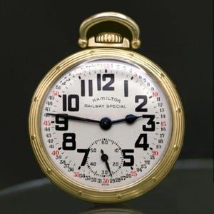 Antique 10K Goldfill Hamilton Rail Road Pocket Watch,Size 16,21 Jewels,Adj 5 Positions,Sev'd & Run