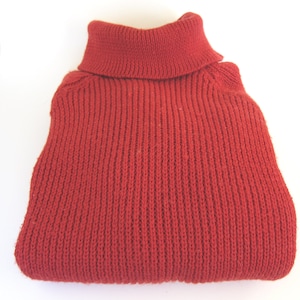 Old New Stock-English Pure Wool Red Cable Turtle Neck Sweater,Handcrafted Ltd,Size M