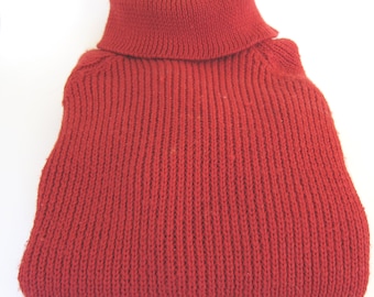 Old New Stock-English Pure Wool Red Cable Turtle Neck Sweater,Handcrafted Ltd,Size M