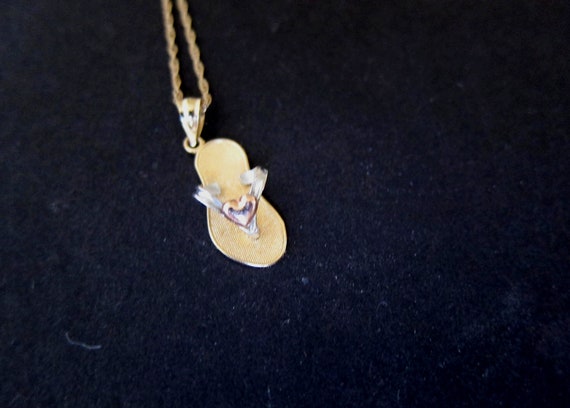 14K White +Yellow Gold Sandal Pendant with 20 "Ch… - image 4