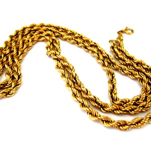 18K Italian Yellow Gold Rope Necklace,31 3/8 Inches,4 mm thick,22.4 Grams