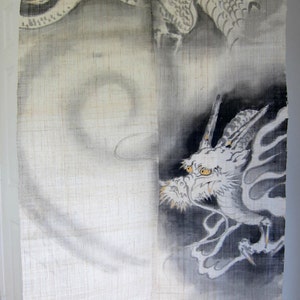 Japanese Handpainted 100% Linen Noren-  Dragon in the Cloud,Tawaraya Satatsu