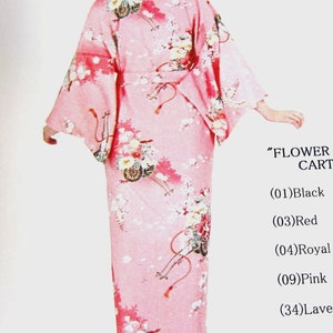 Japanese Lady Kimono Flowers cart 560 Pink - .One Size fits All