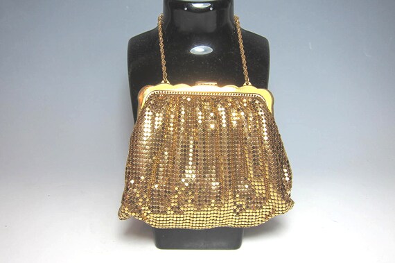 Antique Whiting Mesh Gold Evening Bag with Origin… - image 3
