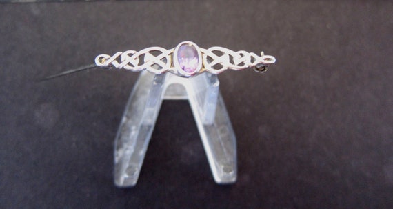 Scottish Ortak Handcrafted Celtic Amethyst Bar Pi… - image 3