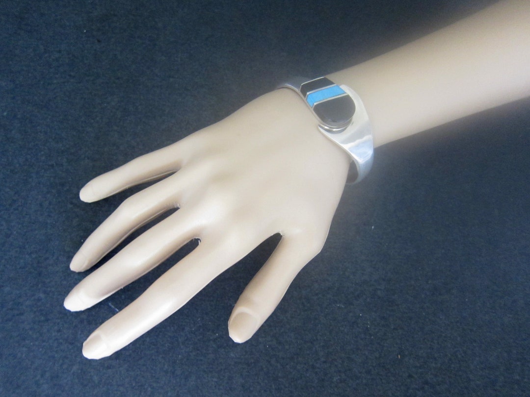 Vintage Taxco Sterling Silver Designer Hinged Bracelet/ Bangle With