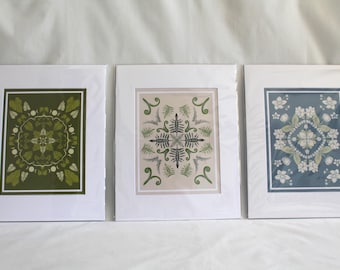 3- 11x17" - 'Ilima & Puakeniknei Mandala Art Print Set with white matte border