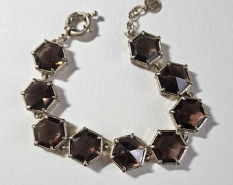Talbots Inverted Hexagon Crystal Gold Tone Bracelet