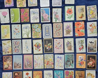 Set of 51 Floral Themed Playing Cards as Pictured
