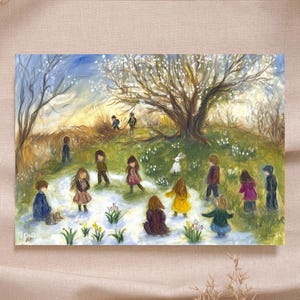 Waldorfkarte Winter Frühling Übergang Jahreszeitentisch Wald - sofortiger Download druckbare Karte Poster hohe Qualität - Montessori Rudolf Steiner