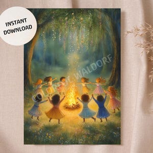 Waldorf Saint John Lagerfeuer Tanz Frühling Jahreszeit Tisch Schule sofortiger Download druckbare Karte Poster hohe Qualität - Montessori Rudolf Steiner