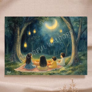 Ramadan Waldorf Arabic kaart Lente Suikerfeest Maan Licht Cadeau - instant download printable hoge kwaliteit - Montessori Rudolf Steiner