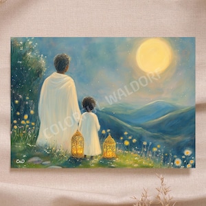 Ramadan Waldorf Arabic kaart Lente Suikerfeest Maan Licht Cadeau - instant download printable hoge kwaliteit - Montessori Rudolf Steiner