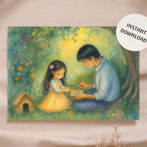 Waldorf Vatertag Papa Kind Tochter Jahreszeitentisch Schule Sofort Download druckbare Karte Poster hochwertig - Montessori Rudolf Steiner