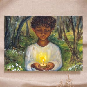 Waldorf kaart Maria lichtmis feestdag bijenwas kaars - instant download printable kaart poster hoge kwaliteit - Montessori Rudolf Steiner
