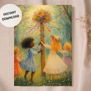 Cartel Waldorf para aula de verano de Maypole, mesa anual, aula de verano, descarga instantánea, imprimible, de alta calidad, Montessori Rudolf Steiner