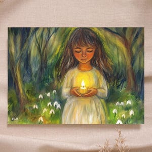 Waldorfkarte dunkle Latina Maria Lichtmess Festtag Bienenwachskerze - Herunterladbare Jahreszeitenkunst für Jahrestisch - Montessori Rudolf Steiner