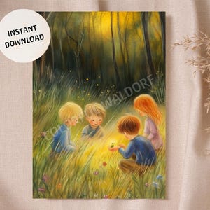 Waldorf home PDF przyjaźń las trawa pole żaba edukacja domowa sezonowy stół natychmiastowe pobieranie wydrukowany plakat karta Montessori Rudolf Steiner