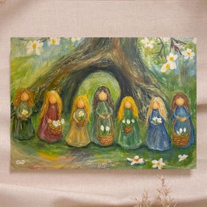 Waldorf Blumenkinder Frühling Jahreszeitentisch Schule sofortiger Download druckbare Karte Poster hohe Qualität Montessori Rudolf Steiner