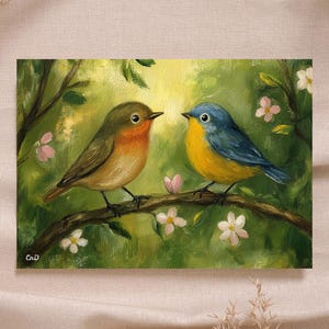 Rotkehlchen und Blaumeise Frühlingsvögel Waldorf Herunterladbare saisonale Kunst für den Jahrestisch hochwertige Montessori Rudolf Steiner