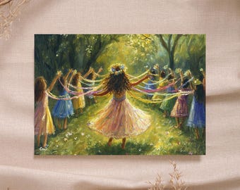 Waldorf Maypole Ribbons Dance Spring Season Table School Instant Download Printable Card Poster High Quality - Montessori Rudolf Steiner