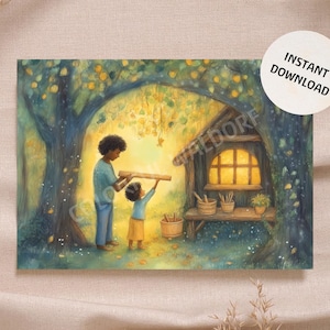 Waldorf Vatertag Papa Kind Tischlerei Jahreszeitentisch Schule Sofort Download druckbare Karte Poster hochwertig - Montessori Rudolf Steiner