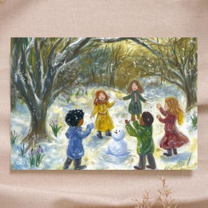 Waldorfkarte Schneebälle Wald Lichtmess Winter - Sofort-Download druckbare Karte Poster hochwertig - Montessori Rudolf Steiner