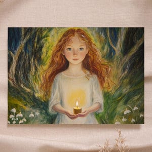 Festa della Candelora, biglietto Waldorf, candela di cera d'api - Arte stagionale scaricabile per la tavola annuale di alta qualità - Montessori Rudolf Steiner