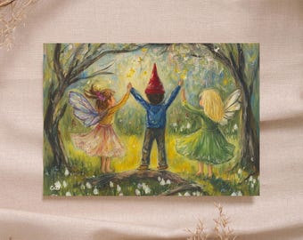 Waldorf card carnival fairy elf gnome elves child - instant download printable card poster high quality - Montessori Rudolf Steiner