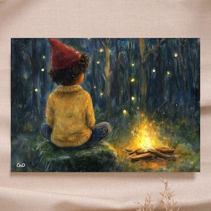 Cartaz Waldorf Fogueira Floresta Gnomo Pastel Óleo PNG Para Download Arte Sazonal Ano Mesa Alta Qualidade Montessori Rudolf Steiner