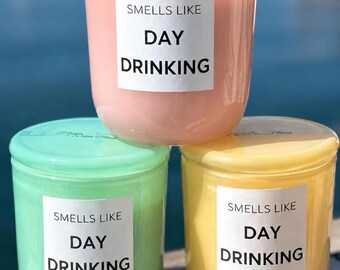 Day Drinking Candle | Fun Gift Idea Scented Candle in a Glass Jar with Lid | BBQ Party Gift | Summer Gift Idea for Girlfriend | Housewarming