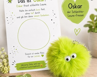Oskar the Bad Mood Eater for Schoolchildren | Courage Pendant for School Bags | Gift for School Frustration and Bad Days