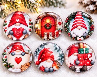 Weihnachts Kühlschrankmagnete 3er Set – Wichtel Geschenk, Adventskalender Füllung, Glas Cabochon Magnete mit Wichtel