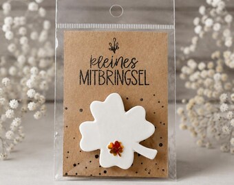 Small lucky clover gift, handmade encouragement with flower, small present for girlfriend facing exams and new beginnings