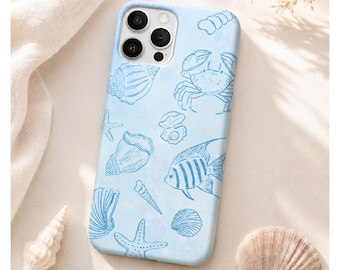 Seashell Handyhülle, iPhone Handyhülle, Blue Beach Ocean Aesthetic Cover