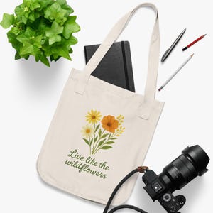 Organic Canvas Tote Bag with Floral Design - Eco-Friendly Bag for Grocery, Beach, Shopping, Gift, Sustainable Lifestyle, Reusable Tote Bag