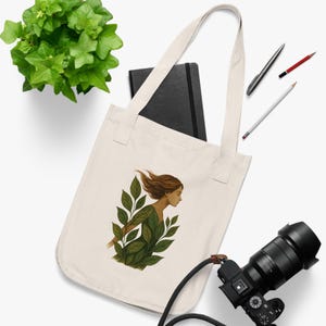 Organic Canvas Tote Bag, Eco-Friendly and Reusable Shopping Bag, Floral Design Bag, Gift for Plant, Nature Lovers, Sustainable Fashion