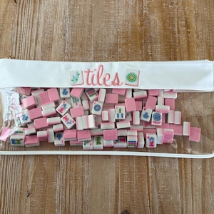 Embroidered Mahjong Tile Bag: 9x20, Game Night Storage