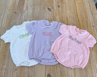 Personalized Scalloped Collar Baby Onesie: Custom Name, Newborn Outfit