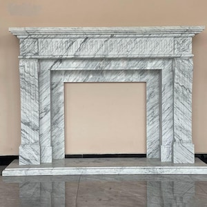 Custom Grey Marble Fireplace Mantel, Hand Carved Marble Fireplace Surround, Custom Order Marble Fireplace Mantel