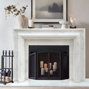 Custom carrara white honed Marble Fireplace Mantel, Hand Carved Marble Fireplace Surround, Custom size Marble Fireplace Mantel