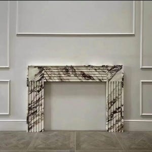 Hand-Carved Calacatta Marble Fireplace Mantel - Custom Made to Order