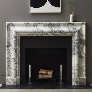 Calacatta Viola Marble Fireplace Mantel, Hand Carved Marble Fireplace Surround, Custom Order Marble Fireplace Mantel