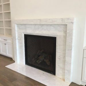 Custom white Marble Fireplace Mantel, Hand Carved Marble Fireplace Surround, Custom Order Marble Fireplace Mantel
