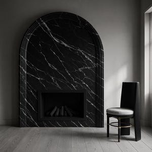 Custom Black granite Fireplace Mantel, Hand Carved Marble Fireplace Surround, Custom Order Marble Fireplace Mantel