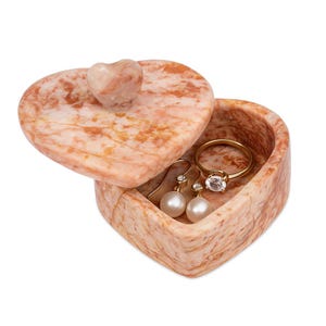 Handmade Onyx Heart Jewelry Box | Stone Trinket Box | Unique Marble Keepsake | Mother’s Day Gift | Crystal Box for Rings or Earrings