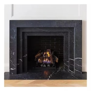 Custom Black Marble Fireplace Mantel, Hand Carved Marble Fireplace Surround, Custom Order Marble Fireplace Mantel