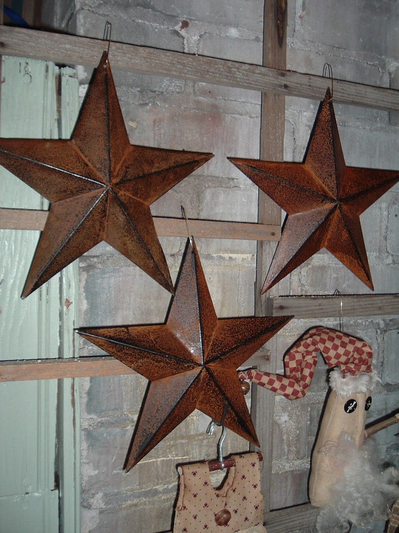 Rusty Metal Barn Stars Three 8 Rustic Americana Etsy