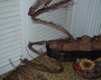 TWO 15' Thin Twig Grapevine Garland 30' Total Wedding Rustic Primitive Natural
