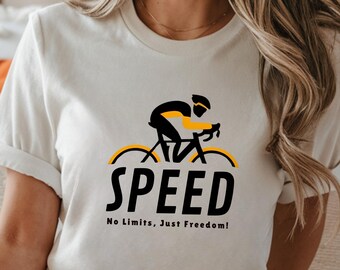 Speed Cycling T-Shirt Racer Silhouette Graphic Tee Motivational Sports Gift Bike Rider Present Cyclist Birthday Apparel Training Shirt